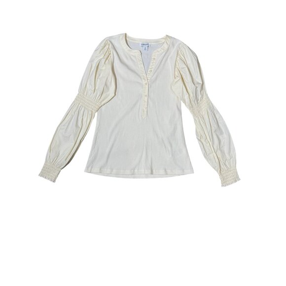 NEW Studio Park Womens XS White Button-Up Long Balloon Sleeve Top Boho Chic - Picture 11 of 16